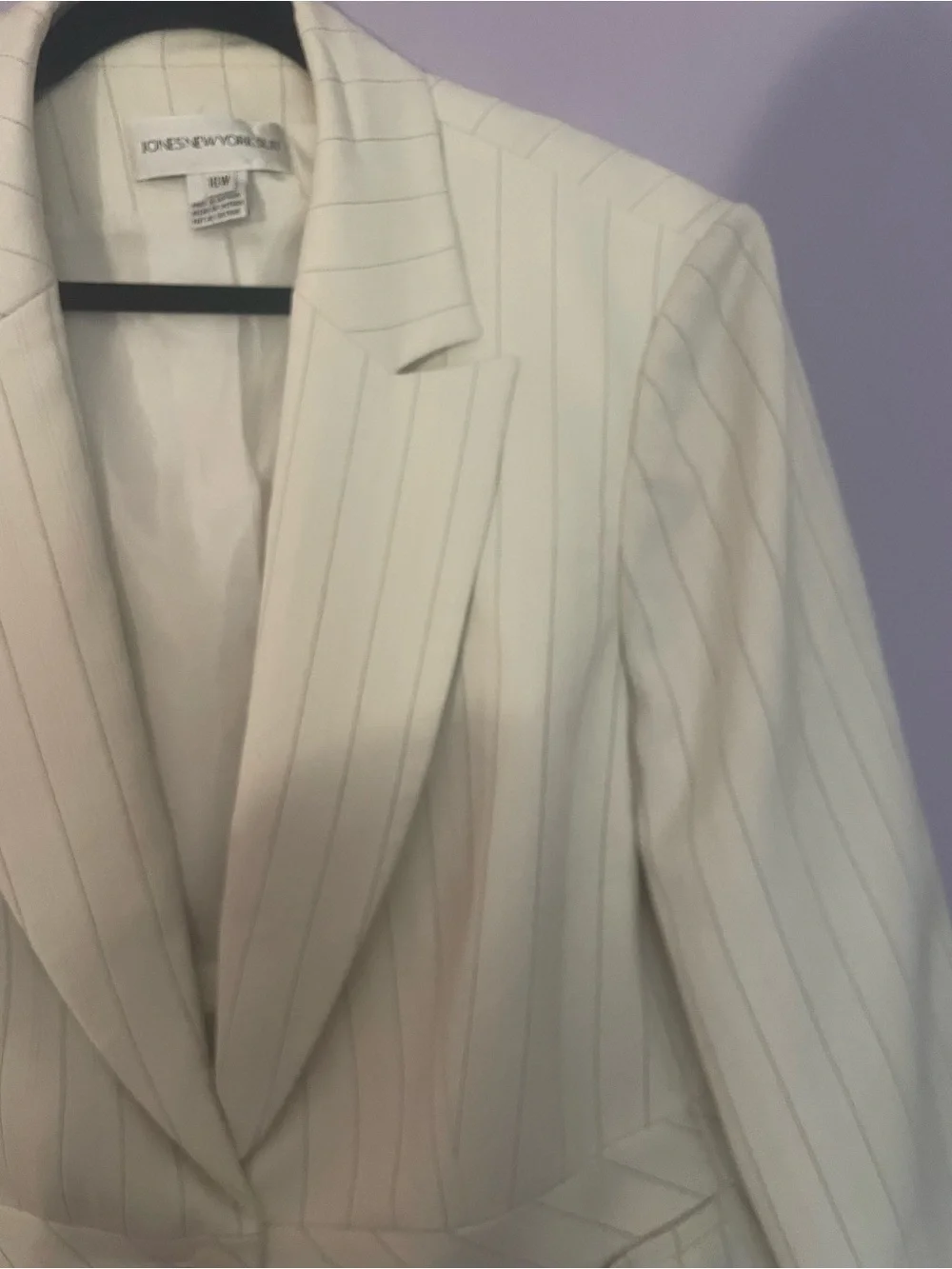 Jones New York Women’s Cream Striped Blazer size 16W One Button Career Jacket